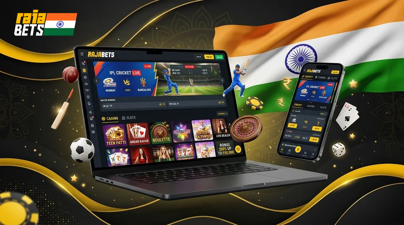Rajabets India offers online gaming entertainment with mobile access and welcome bonuses